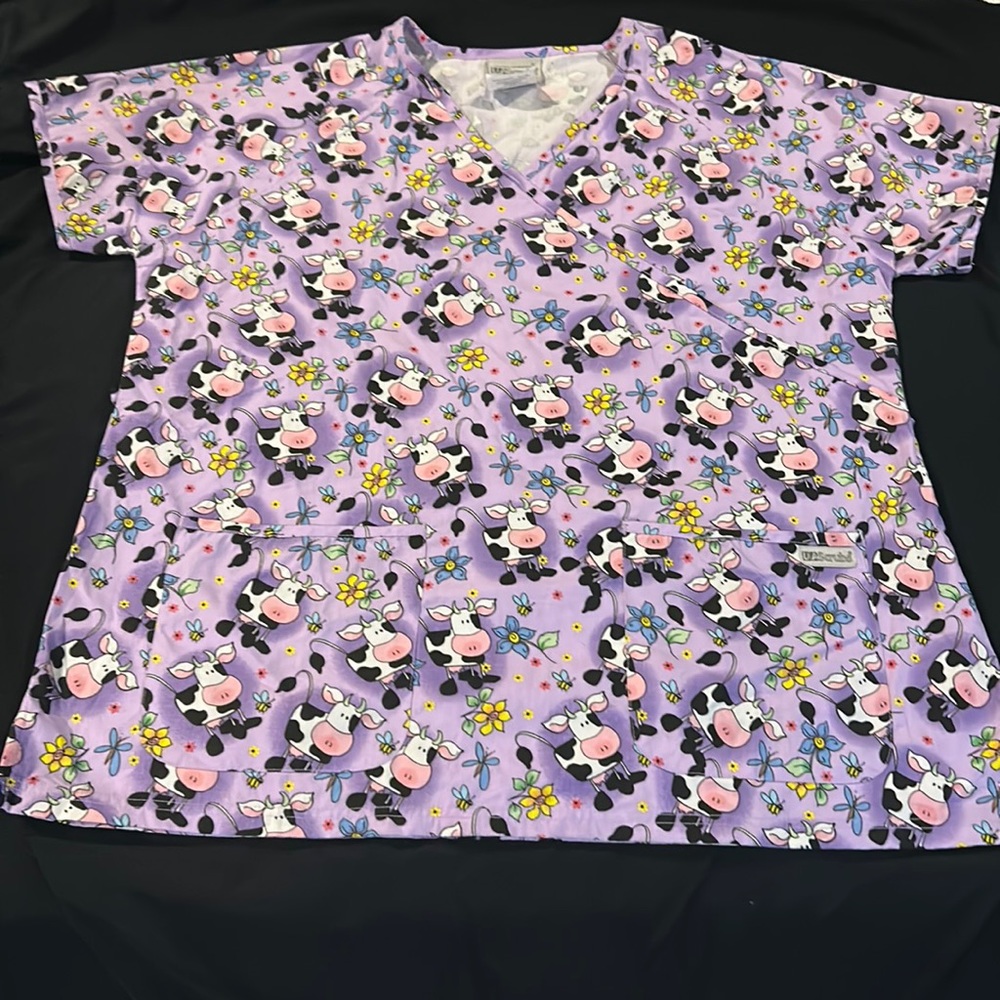 Cow print scrub top XL  UA Scrubs